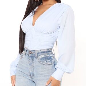 Ahead Of Your Dreams Chiffon Blouse - Light Blue